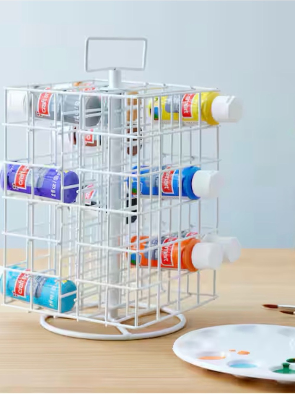402- Rotating White Wire Paint 48  Bottle Organizer - Home Storage